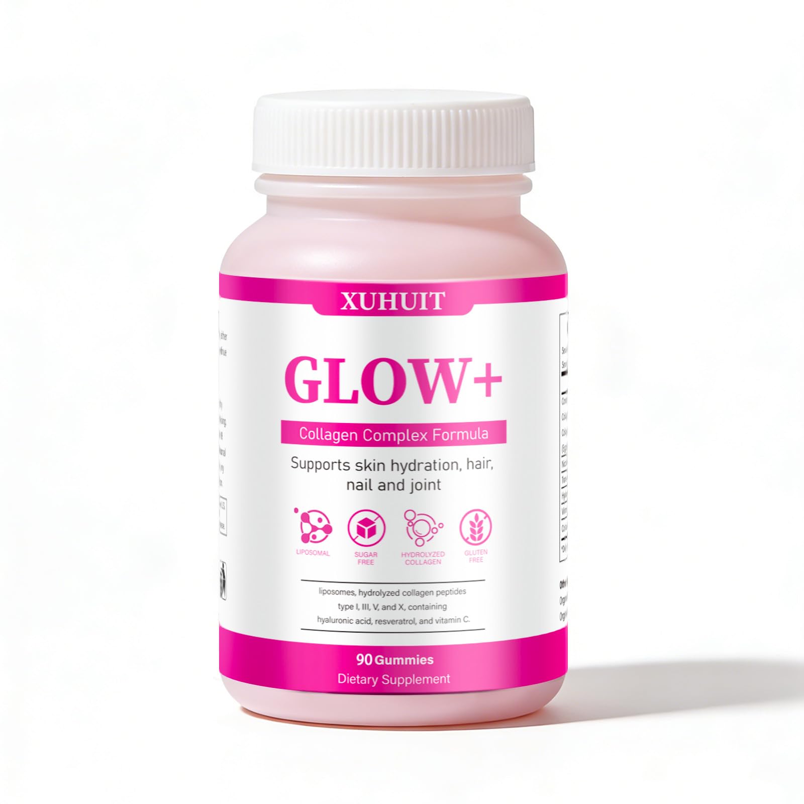PBZPBZ Glow Collagen Gummies with Hyaluronic Acid & Resveratrol | Gentle Support for Skin, Hair & Nail Care | Non-GMO | 90 Count (1) PBZPBZBuy Supplements Australia