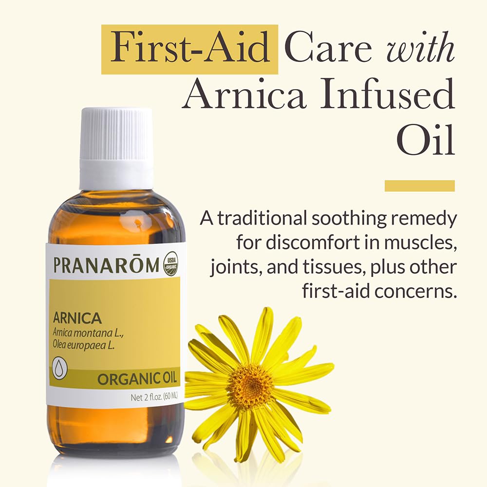 Pranarom - USDA Certified Organic French Arnica Virgin Plant Oil - 2 fl oz Glass Bottle - Massage Oil for Body PranaromBuy Supplements Australia