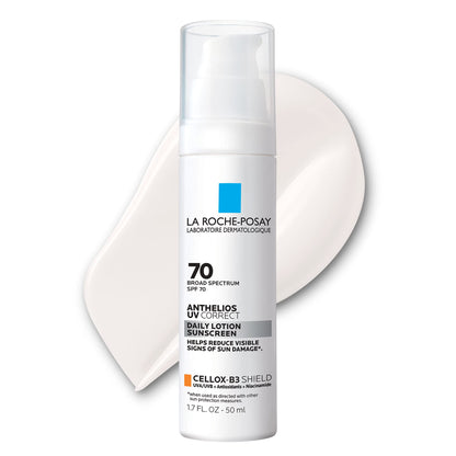 La Roche-Posay Anthelios UV Correct Sunscreen Moisturizer SPF 70, Daily Anti-Aging Face Moisturizer with Niacinamide
