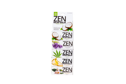ZEN Variety Pack – Plant-Based Topical Balm Collection – Includes Relief, Sports, Women’s Sports, Women’s Relief & Hemp – 0.7 oz Each – #TrustedByLegends ZENBuy Supplements Australia