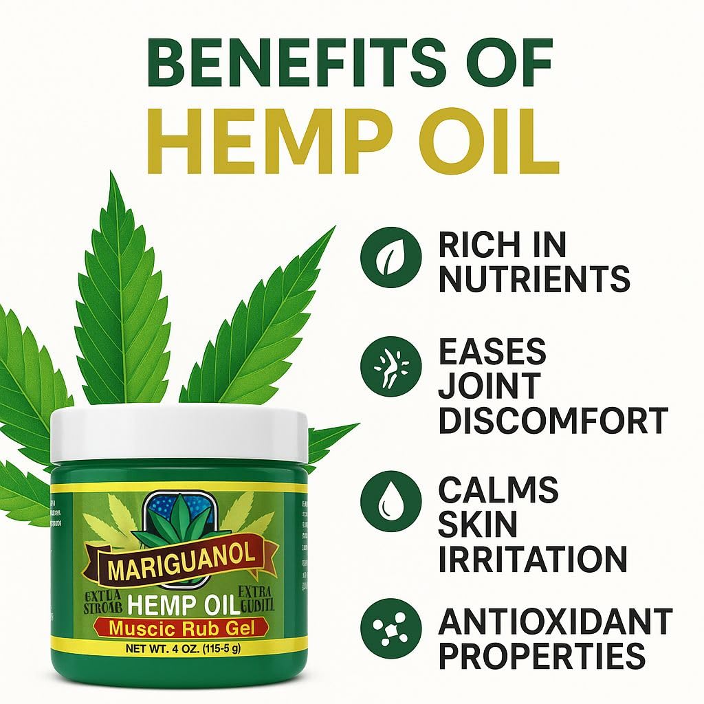 Mariguanol Extra Strong Muscle Rub Gel with Hemp Oil, Menthol & Camphor – Cooling, Fast-Absorbing Topical Gel for Post-Workout Active Lifestyles – Net Wt. (4 Ounce (Pack of 1)) MARIGUANOLBuy Supplements Australia