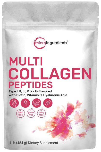Multi Collagen Peptides Powder, 16 Oz - Hydrolyzed Protein Peptides Micro IngredientsBuy Supplements Australia