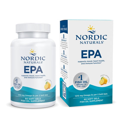 Nordic Naturals EPA, Lemon - 60 Soft Gels - 1210 mg Omega-3 - High-Intensity EPA Formula for Positive Mood, Heart Health & Healthy Immunity - 30 Servings Nordic NaturalsBuy Supplements Australia