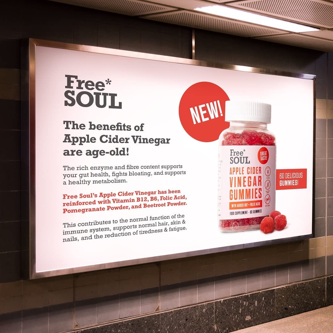 Apple Cider Vinegar Gummies with The Mother 1000mg Enhanced with Vitamin B12 & Folic Free SoulBuy Supplements Australia