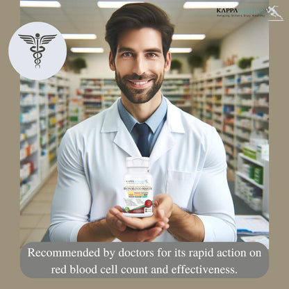 KAPPA NUTRITION Iron 26mg, Vitamin C & Orange 150mg, Folate 667mcg DFE, Vitamin B12, Beetroot, Brewers Yeast, Broccoli & MCT Oil