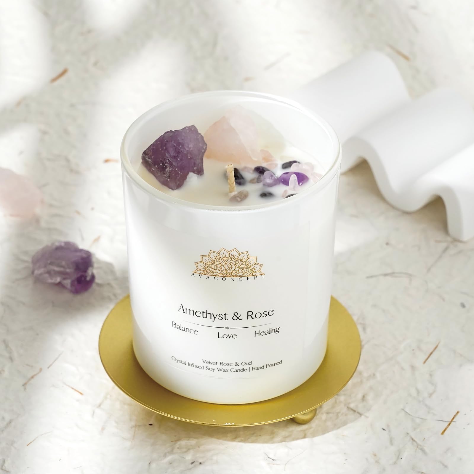 Ava Concept Scented Crystal Candle 10 oz jar Candle (Velvet Rose & Oud) ava conceptBuy Supplements Australia