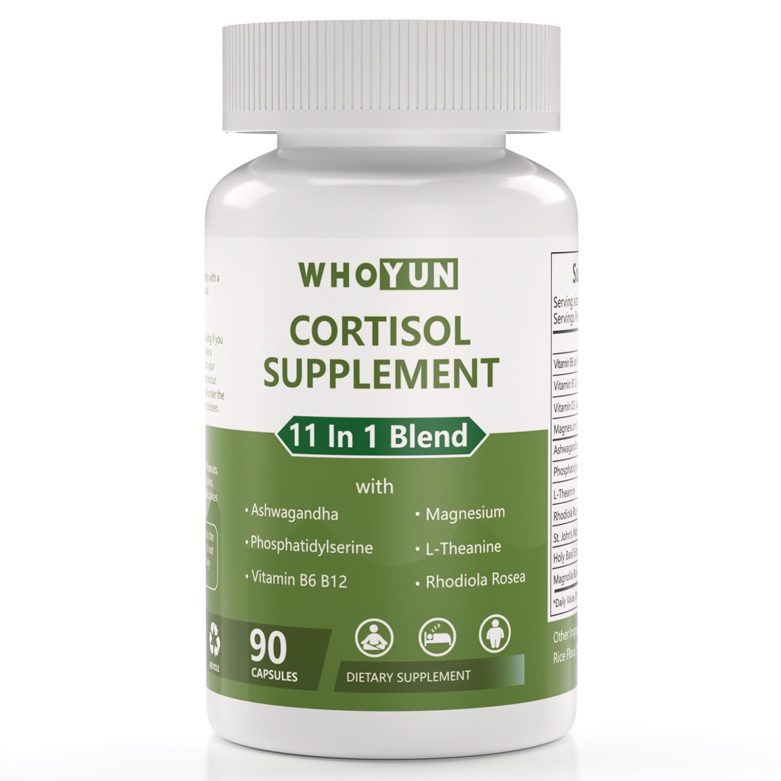 Whoyun Cortisol Supplement for Women, 11 in 1 Lower Cortisol Blend with Ashwagandha, Phosphatidylserine, Magnesium, L-Theanine, Vegan, 90 Capsules WhoyunBuy Supplements Australia