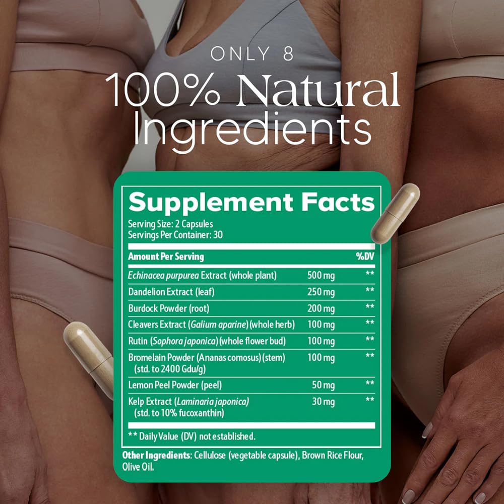 Megacephalus Lymphatic Drainage Capsules - New Maximum Potency Formula with Dandelion Extract, Cleavers Extract, Natural Ingredients, Vegan & Non-GMO, 60 Capsules (1) MegacephalusBuy Supplements Australia