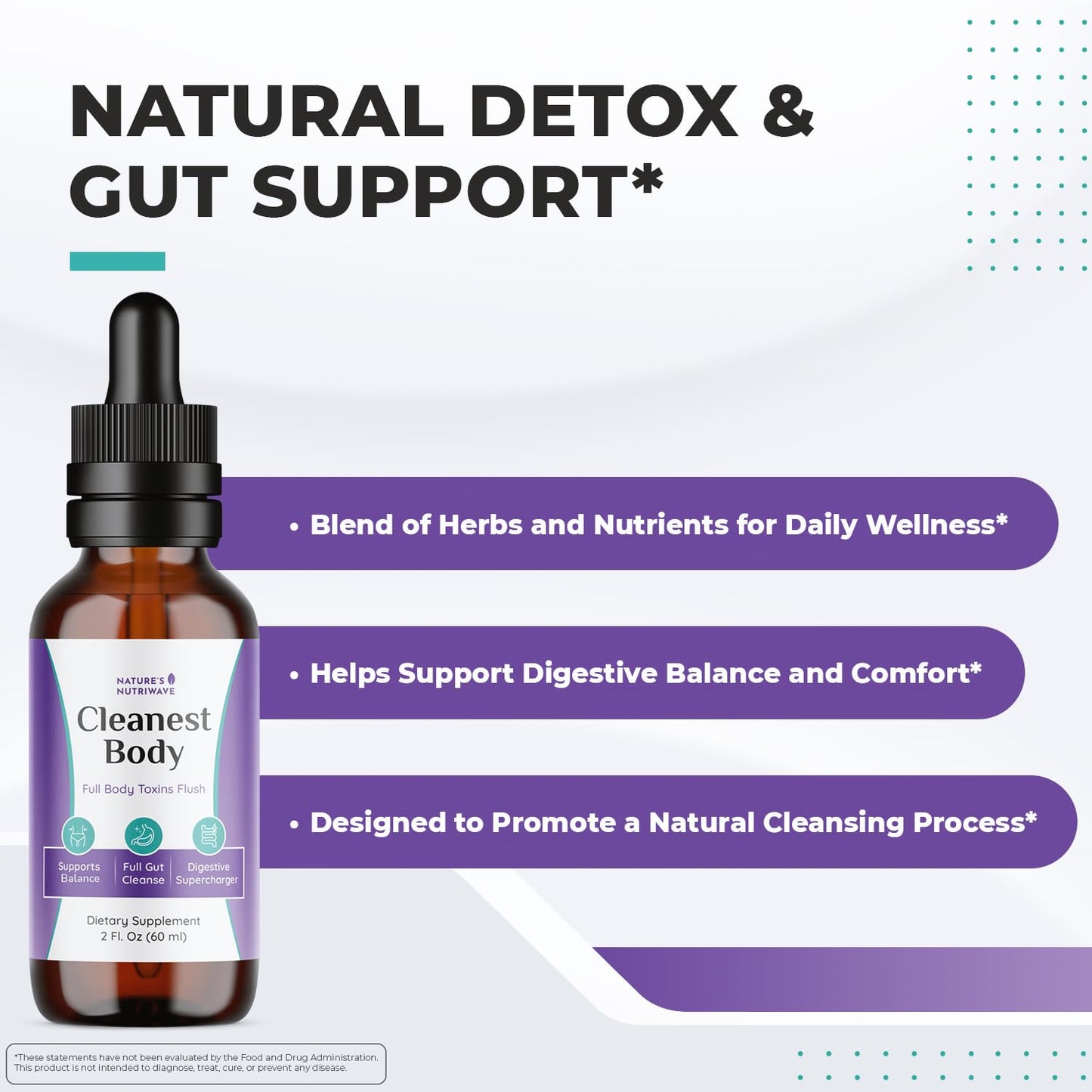 Nature’s NutriWave Cleanest Body – Natural Detox Liquid Supplement with Fennel Seed, Marshmallow Root & Peppermint Oil – Non-GMO, Made in USA, 2 fl. oz.(60ml), 1 Month Supply Nature’s NutriWaveBuy Supplements Australia