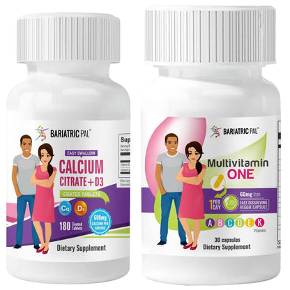 BariatricPal 30-Day Bariatric Vitamin Bundle Multivitamin ONE 1 per Day! Capsule with 60mg Iron Easy Swallow Calcium Citrate BariatricPal