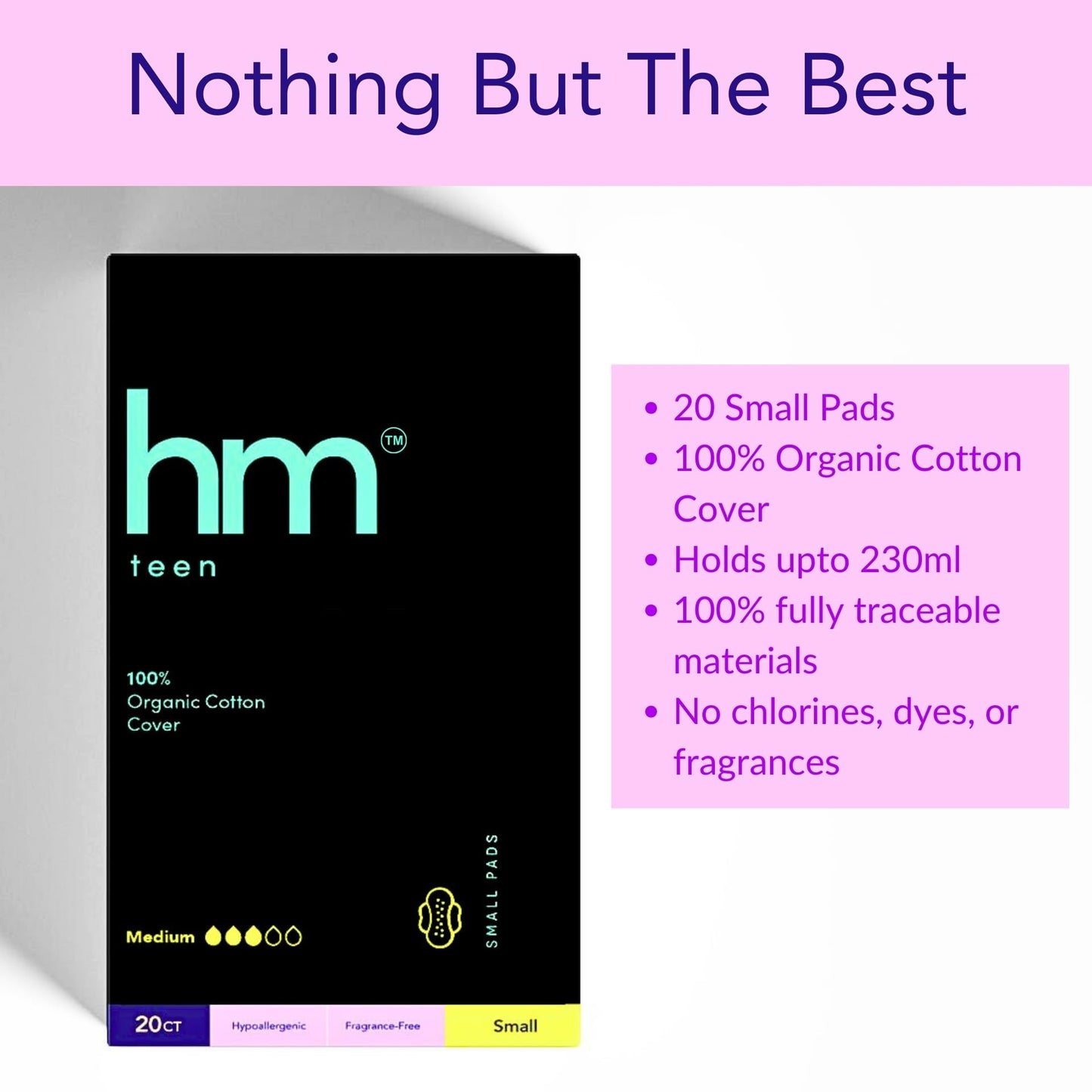 HM Teen | Pads for Teens | 100% Organic Cotton Pad Topsheet | Non Toxic Teen Pads with Wings HM TeenBuy Supplements Australia