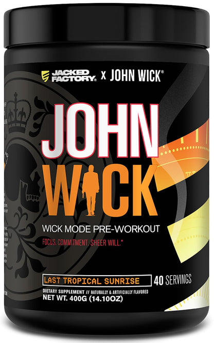 Jacked Factory X John Wick - Wick Mode Pre Workout Powder - Intense Energy, Battle-Ready Focus, Unstoppable Commitment, and Sheer Will