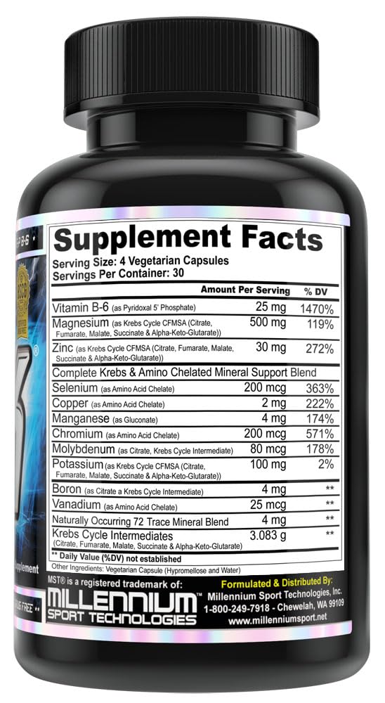 MST ZMK (Zinc & Magnesium as Krebs Chelates (as Citrate, Fumarate, Malate, Succinate, Alpha-Keto-Glutarate. With Mineral Support Blend & Trace Minerals. Support ATP, Sleep, Muscle Recovery, 120 V Caps MSTBuy Supplements Australia