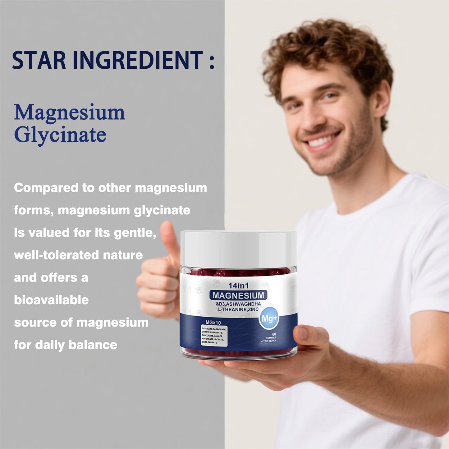 Magnesium Complex Gummies for Women & Men, Calm Magnesium Gummies for Women & Men, 14-in-1 with Ashwagandha, L-Theanine, Vitamin D3 & Zinc, 60 Count (1) UYPOBuy Supplements Australia