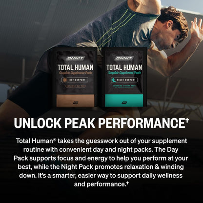 ONNIT Total Human Adult Multivitamin Comprehensive Capsule Packs with Day and Night Support, Daily Vitamin Packs for Men and Women,