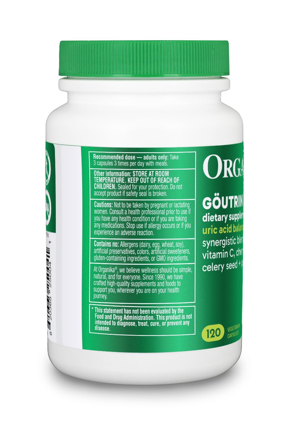 Organika Goutrin Uric Acid Flush for Gout (120 Caps): Gentle Gout Support with Cherry, Thyme, Celery Seed, Peppermint, & VIT C: Clean & Vegan Gout Supplements for Men & Women - Metabolism & Mobility OrganikaBuy Supplements Australia