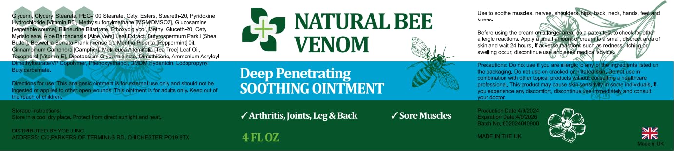 Cedonivor Bee Venom Joint and Bone Therapy Cream, New Bee Venom Gel, Specializes in Muscle Soothing, for All Parts of The Body, for Men & Women CedonivorBuy Supplements Australia