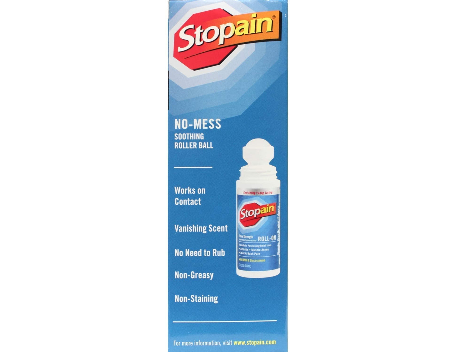 Stopain Pain Relief Roll On Gel 3oz (4 Pack) USA Made, Max Strength Fast Acting with MSM, Glucosamine, Menthol for Lower Back, Knee, Neck, HSA FSA Approved Topical Analgesic Products StopainBuy Supplements Australia