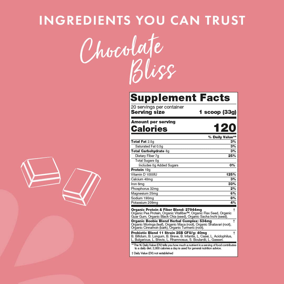 Boobie Body Organic Superfood Plant-Based Protein Shake, Chocolate Bliss, [23.4oz, 1 Tub] Boobie BrandsBuy Supplements Australia