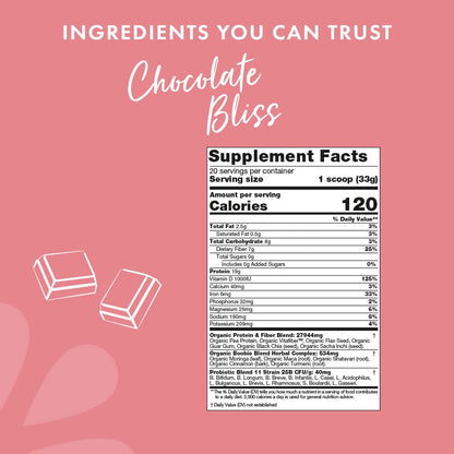 Boobie Body Organic Superfood Plant-Based Protein Shake, Chocolate Bliss, [23.4oz, 1 Tub] Boobie BrandsBuy Supplements Australia