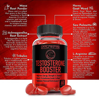 Testosterone Booster For Men Gummies - Enhances Strength & Stamina - Optimizes Physical Atlantis NutritionBuy Supplements Australia