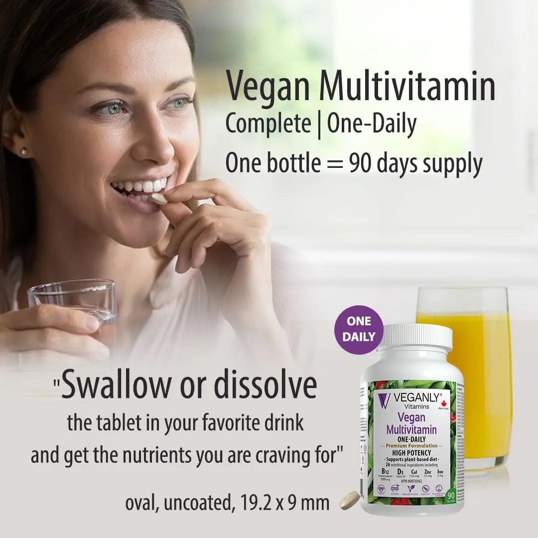 VEGANLY Vitamins Vegan Multivitamin One-Daily, (90 Veg Tablets). Complete Nutrition Support for Plant-Based, Vegan or Vegetarian Diets VEGANLY VitaminsBuy Supplements Australia