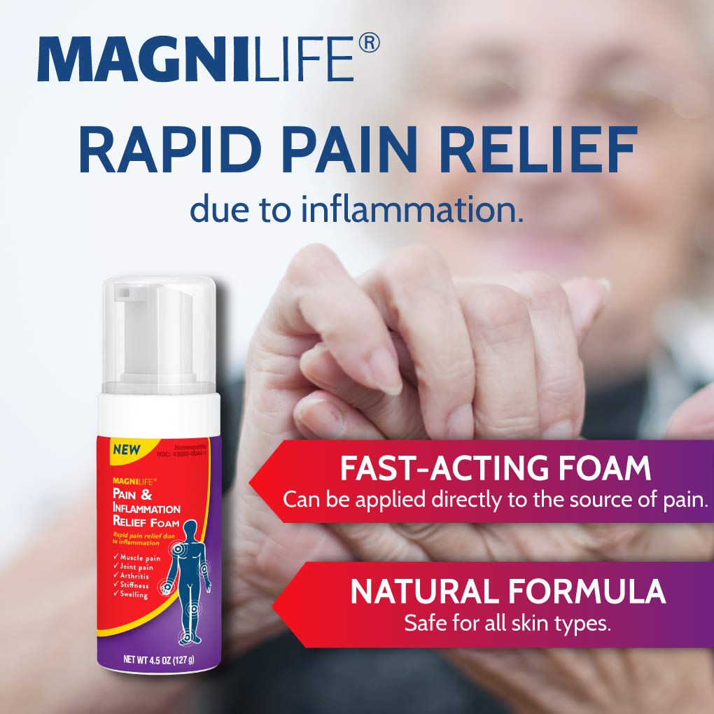 MagniLife Pain & Inflammation Relief Foam, 4 oz, Non-Greasy Arthritis Pain Reliever for Muscle, Joint, Knee, Hip, Back, Foot, Helps Ease Stiffness, Soreness, Swelling & Everyday Discomfort MagniLifeBuy Supplements Australia