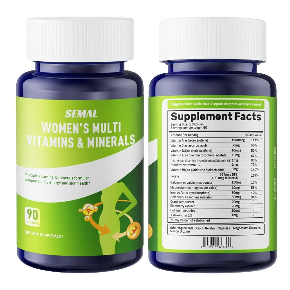 SEMAL Daily Multivitamin & Multimineral Supplement for Women (90 Capsules) SEMAL