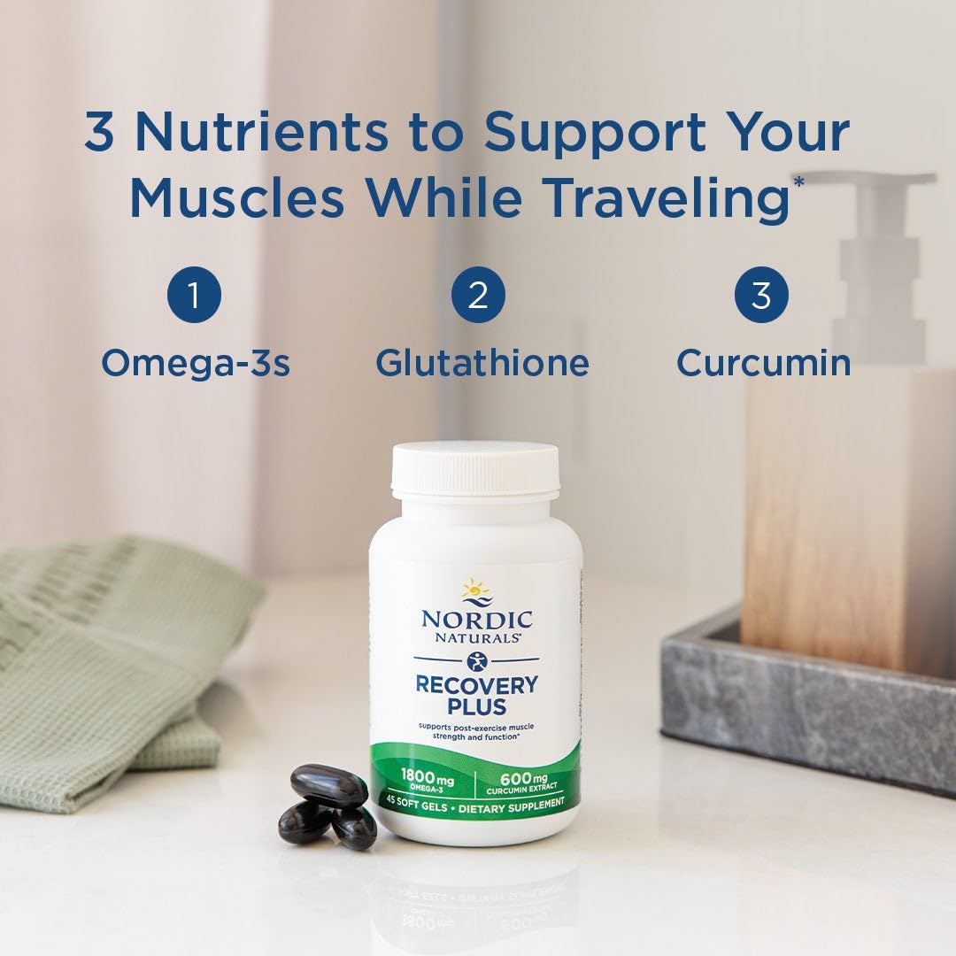Nordic Naturals Recovery Plus, Unflavored - 45 Soft Gels - 1800 mg Omega-3 Fish Oil - 600 mg Longvida Optimized Curcumin - Cellular Health & Recovery - Post-Exercise Muscle Support - 15 Servings Nordic NaturalsBuy Supplements Australia