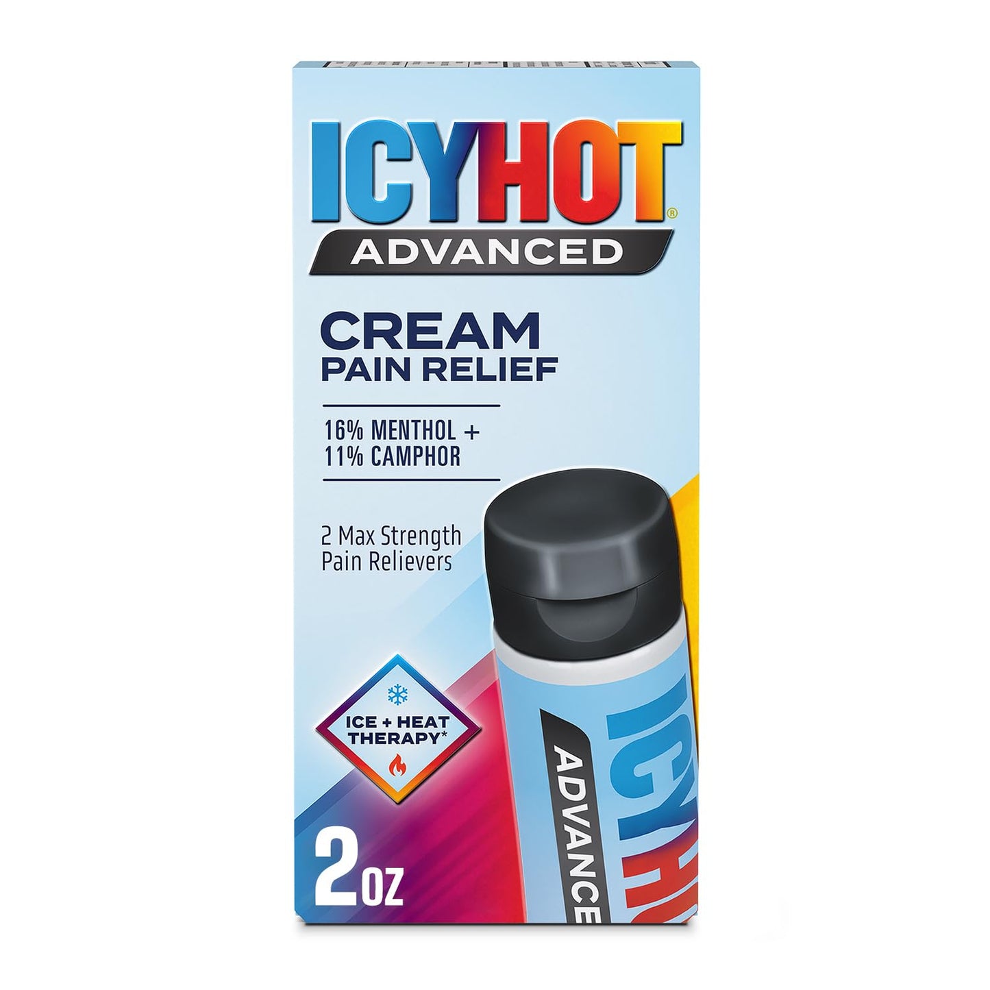 Icy Hot Advanced Pain Relief Cream, Fast-Acting, Max Strength Pain Relief with Menthol 16% and Camphor 11%, Ice and Heat Contrast Therapy for Backaches, Joints, Muscle Strains and Arthritis, 2 oz Icy HotBuy Supplements Australia