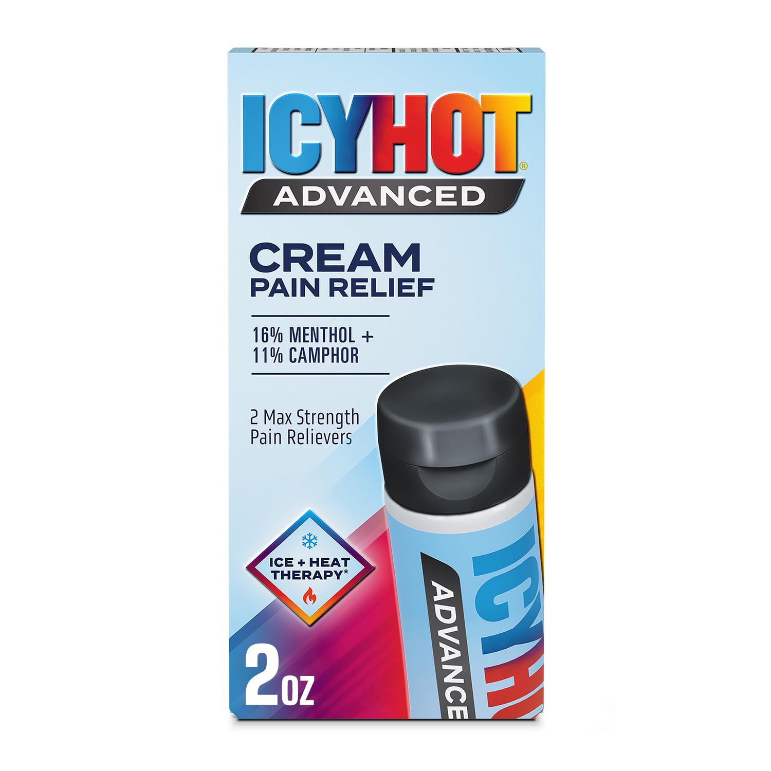 Icy Hot Advanced Pain Relief Cream, Fast-Acting, Max Strength Pain Relief with Menthol 16% and Camphor 11%, Ice and Heat Contrast Therapy for Backaches, Joints, Muscle Strains and Arthritis, 2 oz Icy HotBuy Supplements Australia