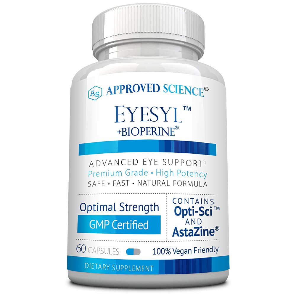 Approved Science EyeSyl - Eye Support Supplement - Chromium Picolinate, Taurine, Lutein, Zeaxanthin, Bilberry, BioPerine - 1 Month Supply - 60 Capsules - Made in The USA Approved ScienceBuy Supplements Australia