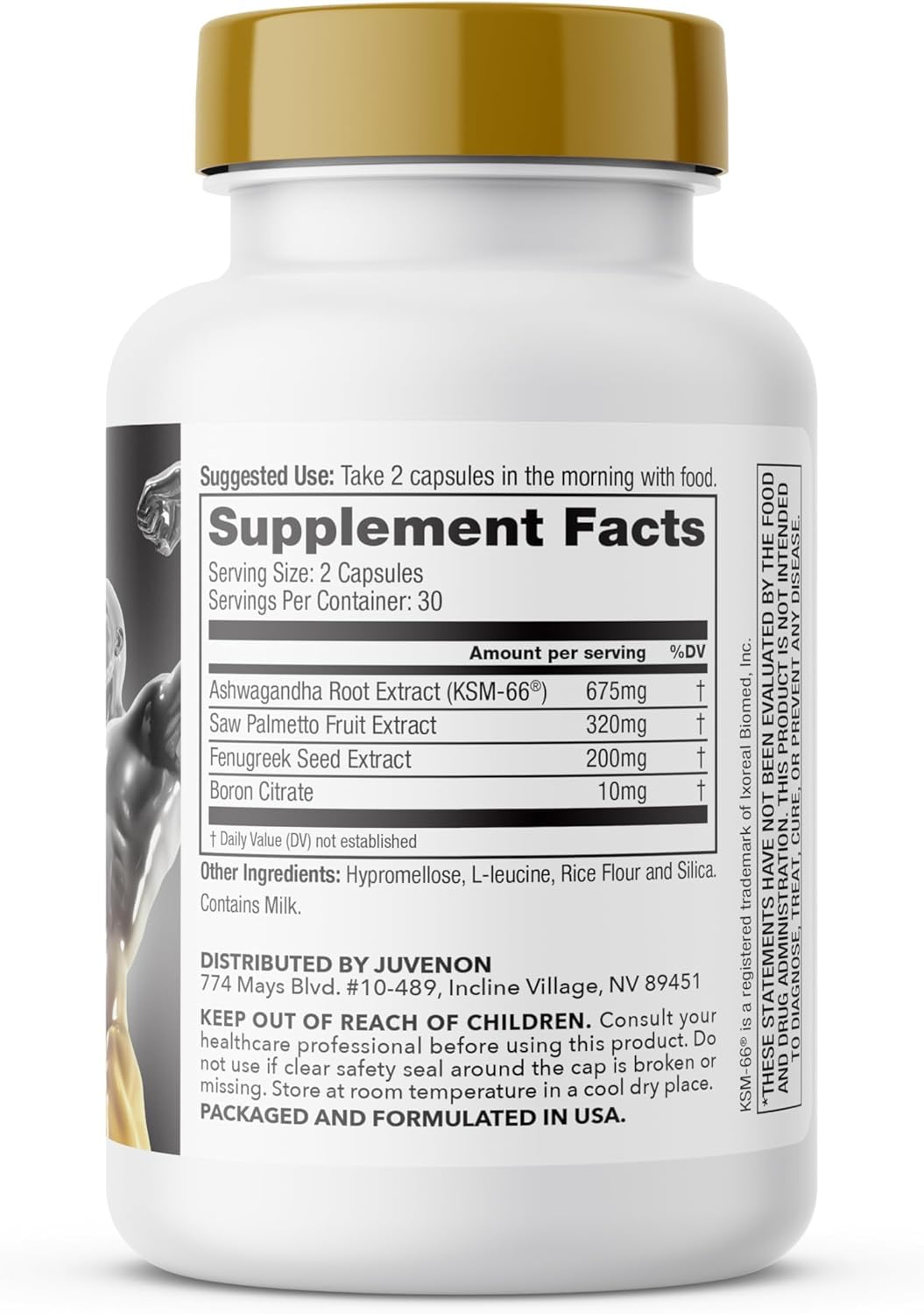 Juvenon Alpha Gold Male Testosterone Booster for Men - T-Support & Male Vitality with KSM-66 Ashwagandha + Fenugreek + Boron Citrate + Saw Palmetto, Non-GMO Vegetarian Capsules JuvenonBuy Supplements Australia