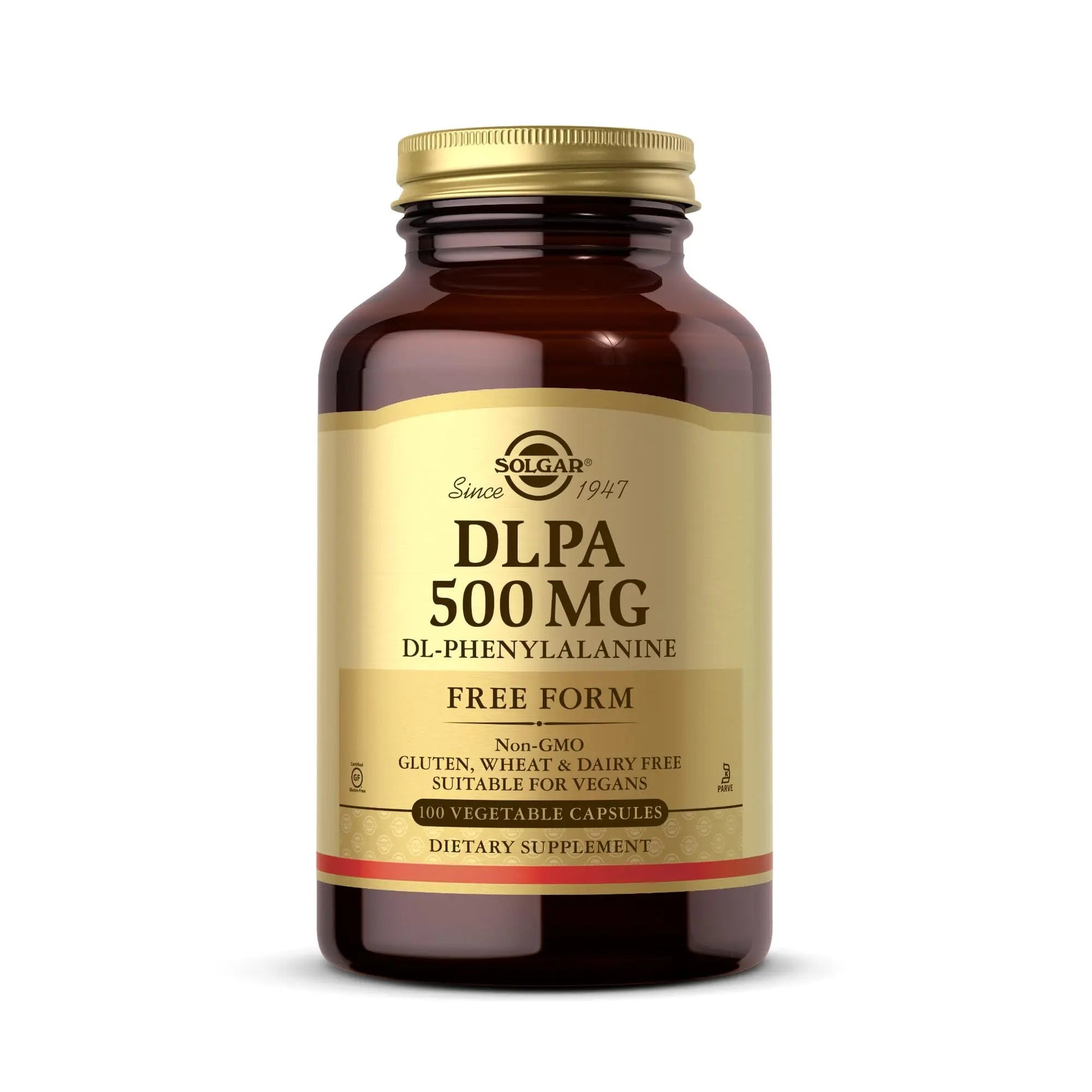 Solgar DLPA 500 mg - 100 Vegetable Capsules - Free Form DL-Phenylalanine - Non-GMO, Vegan, Gluten Free, Dairy Free, Kosher - 100 Servings SolgarBuy Supplements Australia