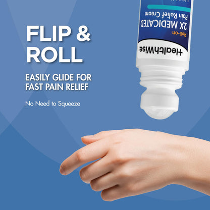 HealthWise 2X Medicated Roll-On | 10% Menthol + 20% Methyl Salicylate | Pain Relief Cream | 3 oz. 88.5 mL | Quick-Dry Formula | Immediate Penetrating Action | Topical Analgesic HealthWiseBuy Supplements Australia