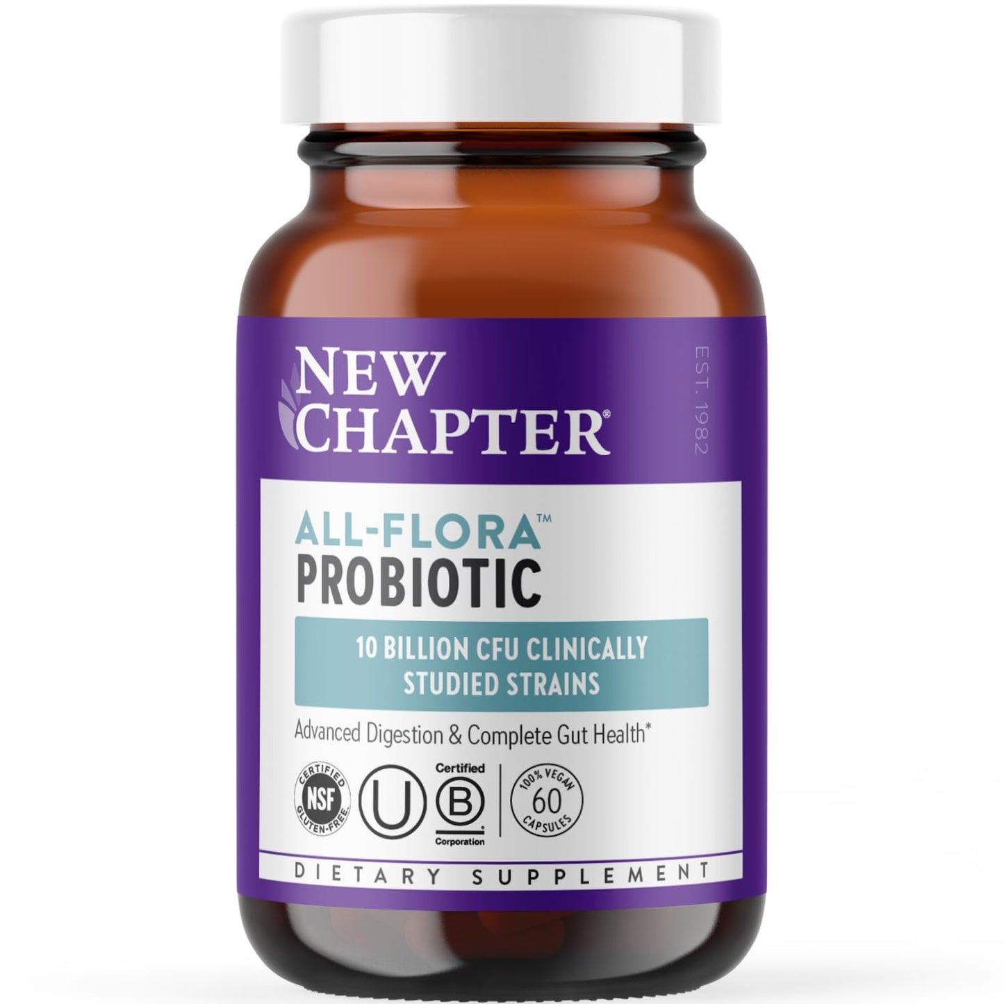 New Chapter Probiotic All-Flora - 60 ct (2 Month Supply) for Advanced Digestion 