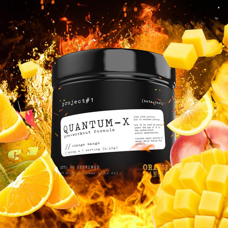 Project #1 Quantum-X Nutrition: Advanced Pre-Workout Powder for Men and Women | Natural Ingredients Enriched Formula - Improve Energy, Metabolism, and Focus - 30 Servings - Orange Mango