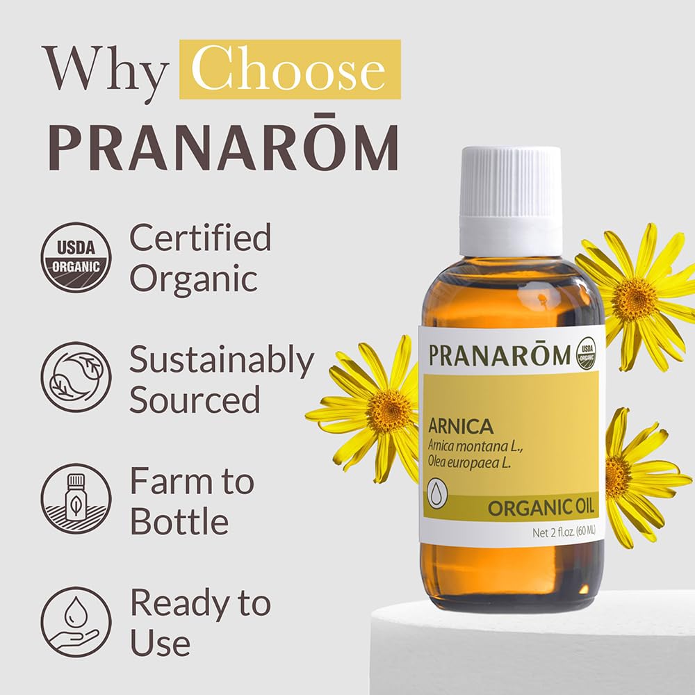 Pranarom - USDA Certified Organic French Arnica Virgin Plant Oil - 2 fl oz Glass Bottle - Massage Oil for Body PranaromBuy Supplements Australia