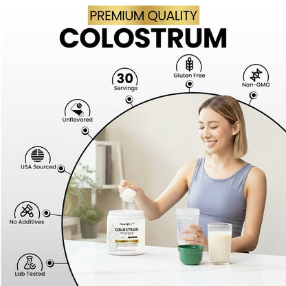 Peacock Max Colostrum Powder – 60g (30 Servings), Unflavored Bovine Colostrum Supplement, Superfood for Hair, Skin & Gut Health, Gluten-Free, Non-GMO Peacock MaxBuy Supplements Australia