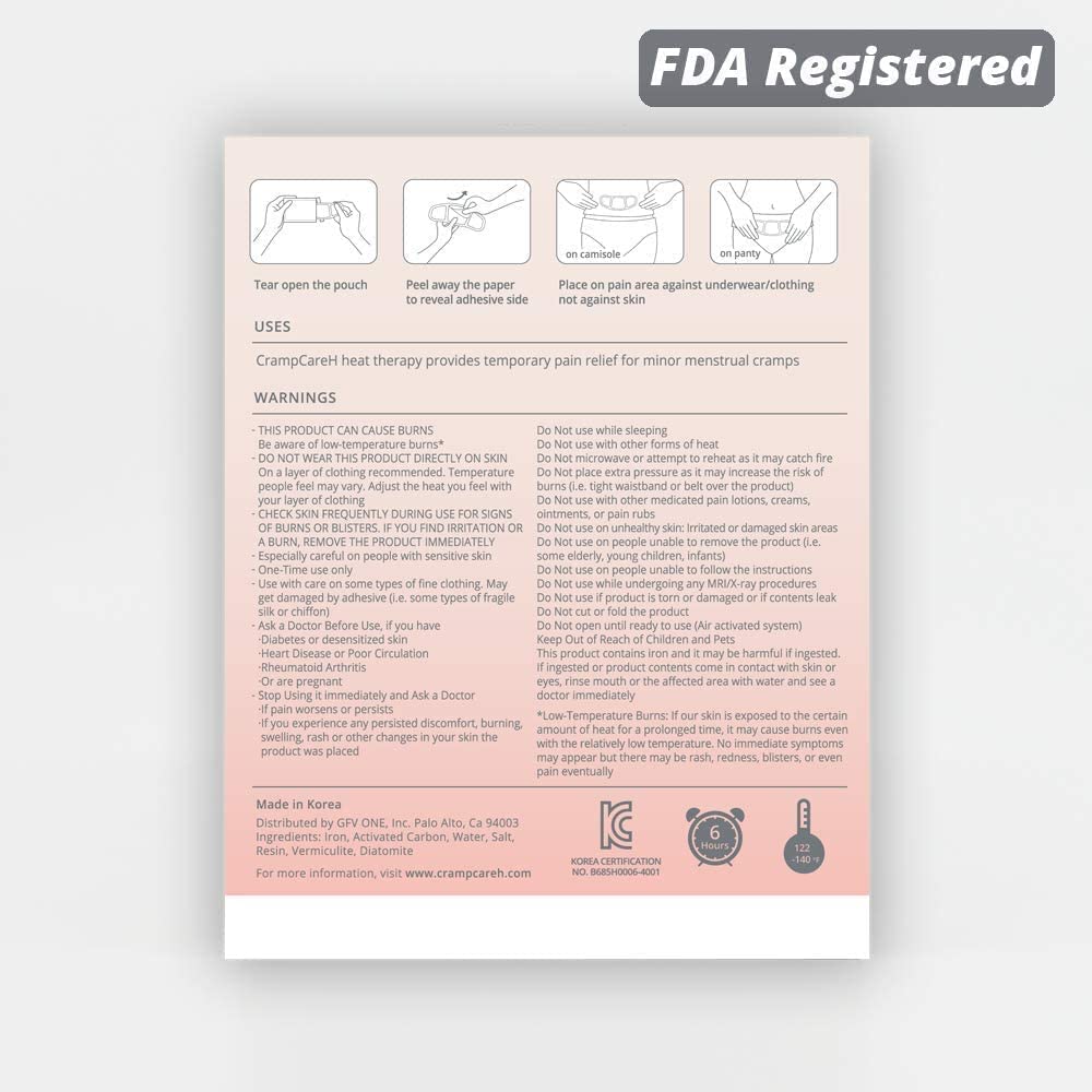 (5 Patches) CrampCareH PMS/Menstrual Cramps Relief Heat Patch with Wide Wings, FDA Registered CrampCareHBuy Supplements Australia