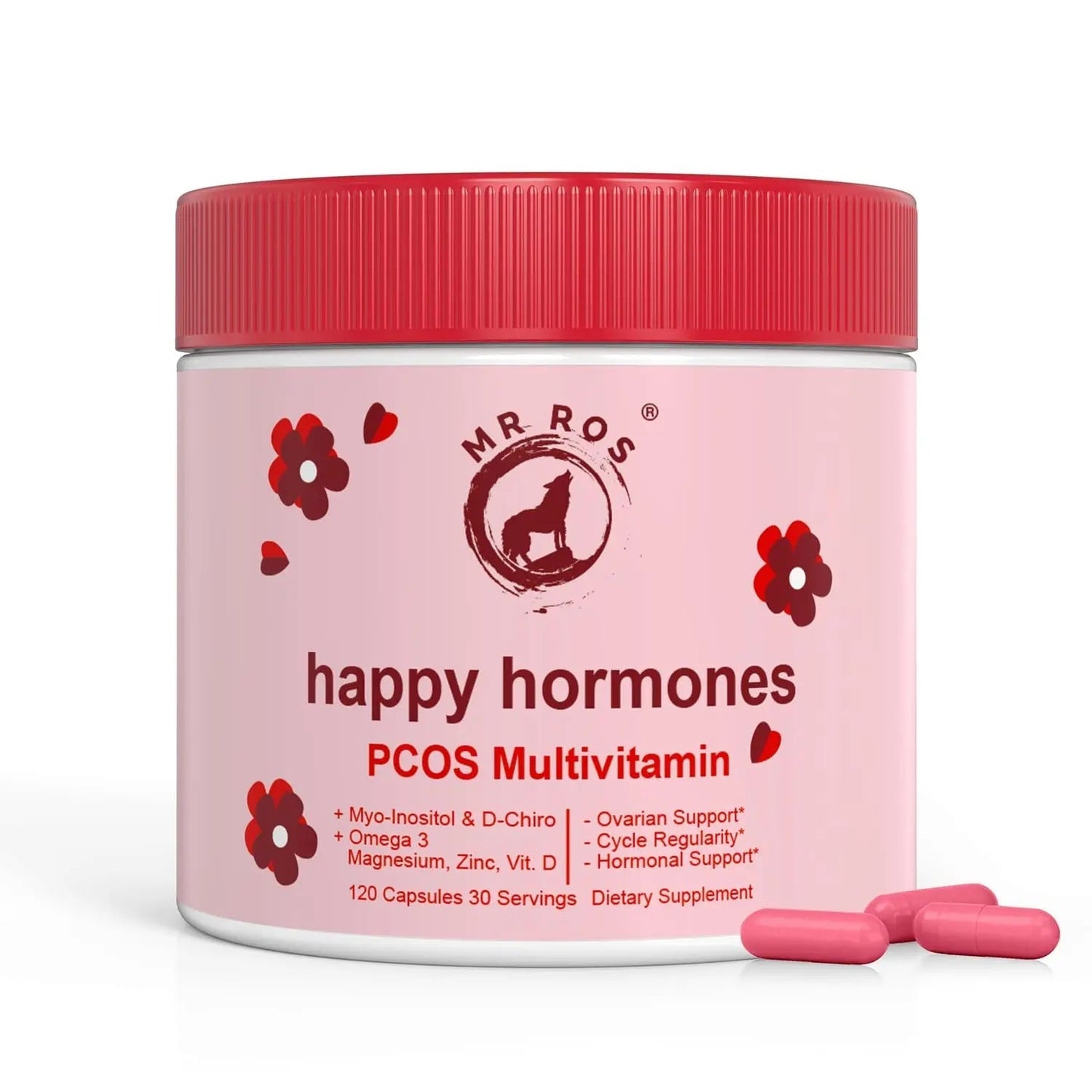 Mr Ros PCOS Multivitamin for Women – Happy Hormones Formula – Myo & D-Chiro Inositol 40:1, Omega-3, Vitamin D3, Zinc & Magnesium Mr Ros