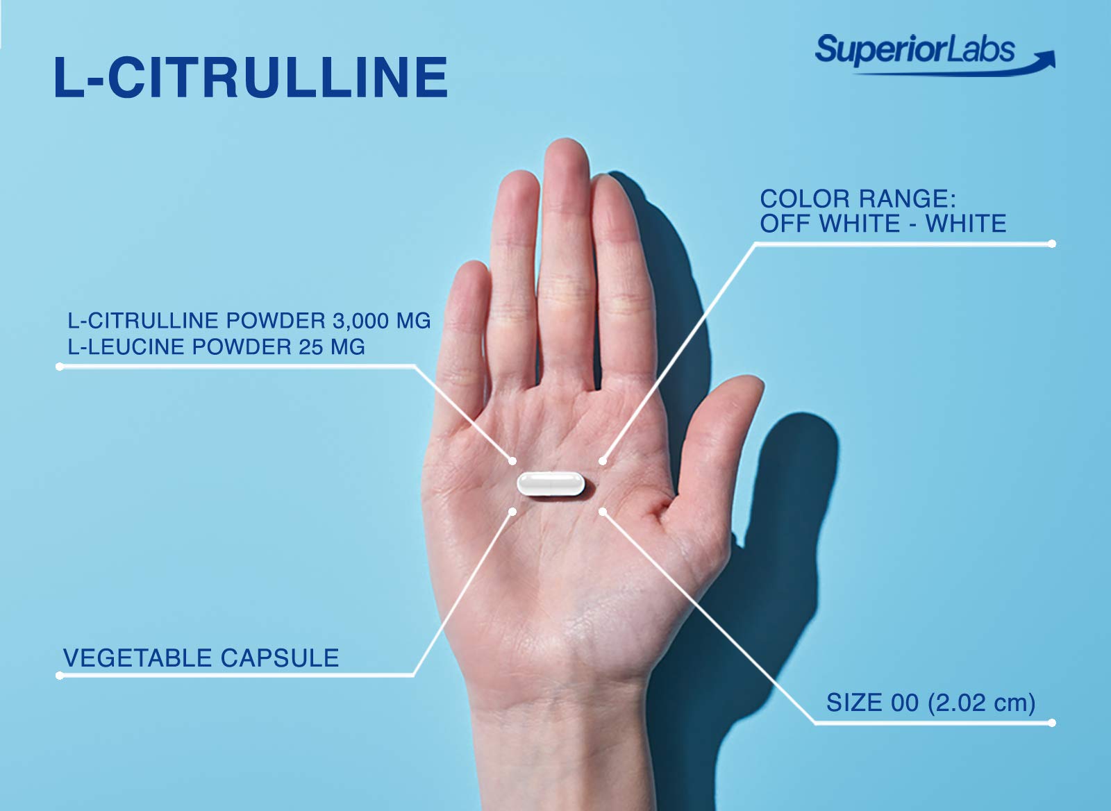 Superior Labs – Pure L-Citrulline – Free Form – Optimal 3,000mg Dosage – 150 Vegetable Superior LabsBuy Supplements Australia