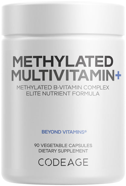 Codeage Methylated Multivitamin Supplement - B-Vitamin, Vitamins A, C, D, E, K2, B12 Methylcobalamin - L-Methylfolate - Magnesium, CoQ10, DIM, Probiotics, Benfotiamine, Lithium, Calcium - 90 Capsules CodeageBuy Supplements Australia
