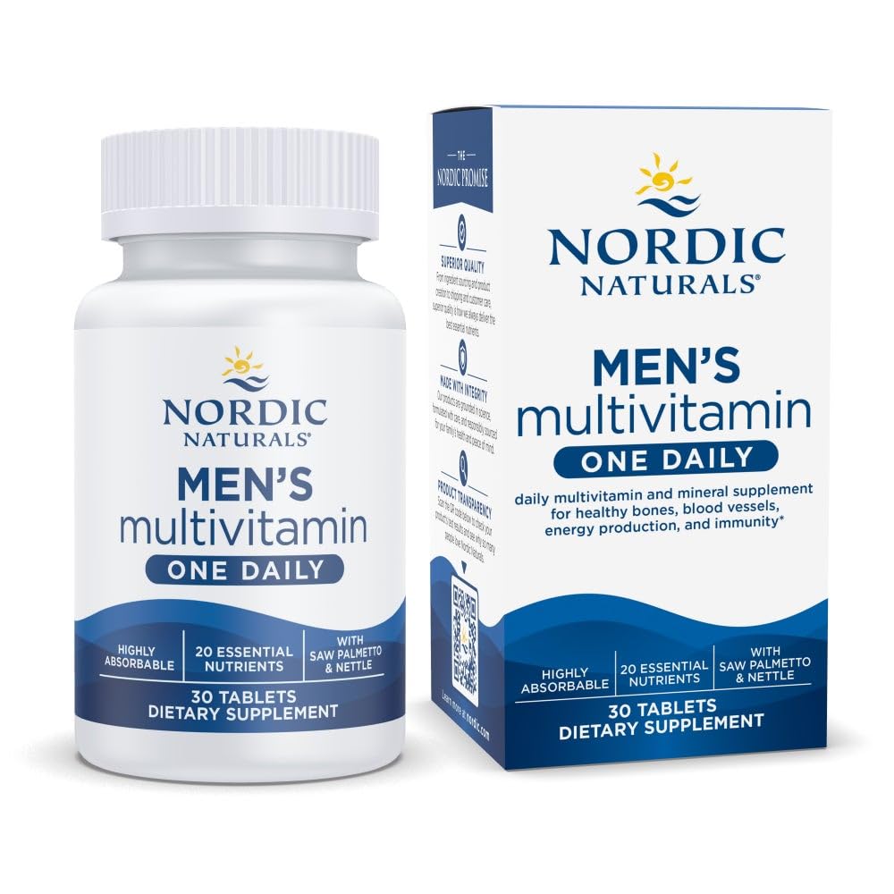 Nordic Naturals Men’s Multivitamin One Daily - Bone, Energy, & Blood-Vessel Support - Immunity Supplement - 20 Essential Nutrients - 30 Tablets - 30 Servings Nordic NaturalsBuy Supplements Australia