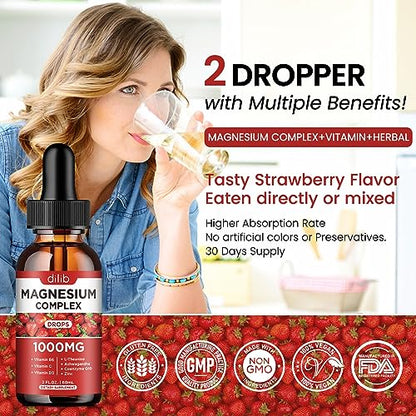 Triple Magnesium Complex Supplement, Magnesium Glycinate, Blend, Citrate Liquid Drops dilibBuy Supplements Australia