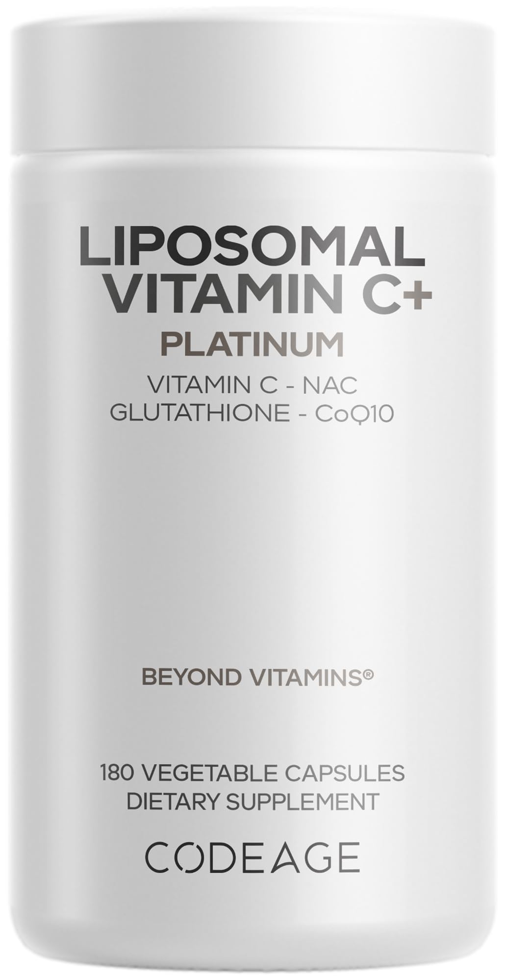 Codeage Liposomal Vitamin C+ Platinum - 1000 Mg Vitamin C Vitamins, Glutathione, NAC (N Acetyl Cysteine), Resveratrol, CoQ10, Rutin, Elderberry, Quercetin, Rosehip, Citrus Bioflavonoids - 180 Capsules CodeageBuy Supplements Australia