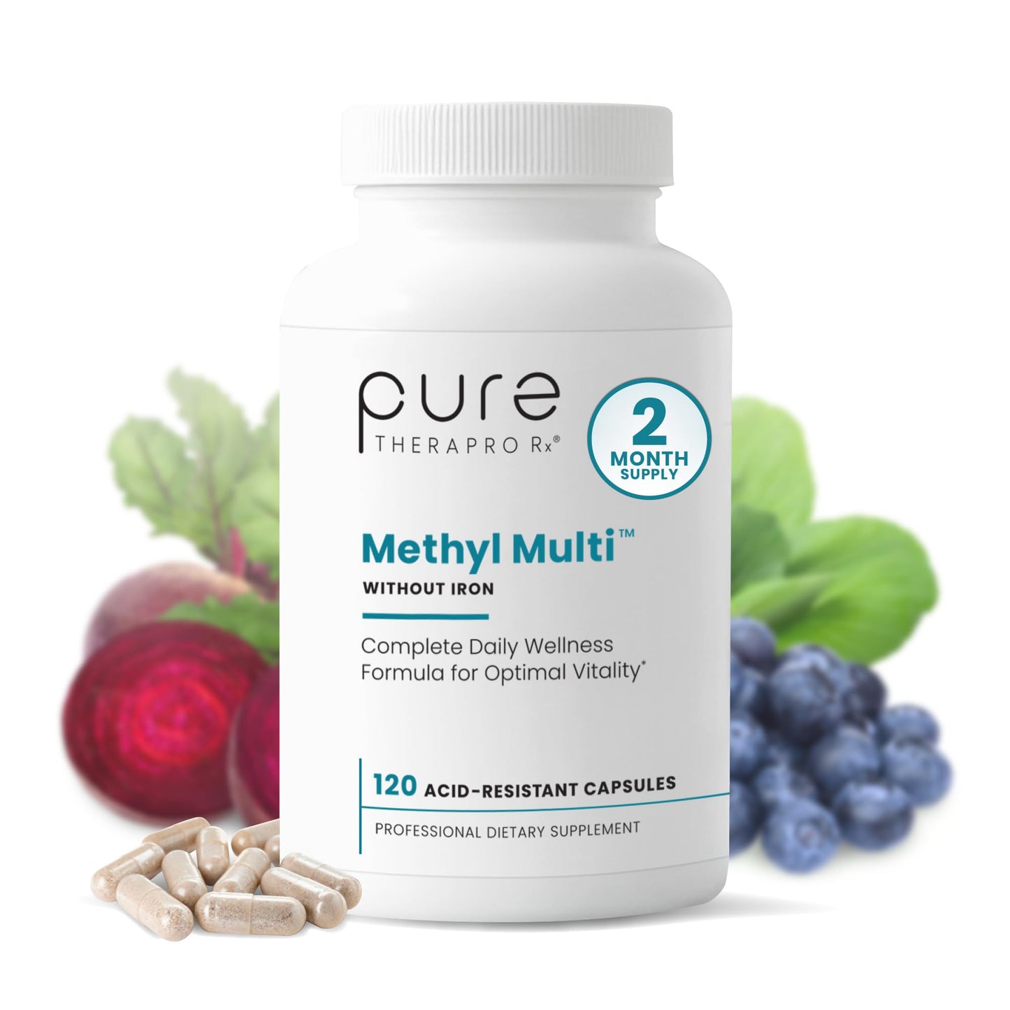 Pure Therapro Rx Methylated Multivitamin for Men and Women | Made in USA | Methyl Multi Without Iron Methyl B12 & Methylfolate | 120 Capsules, 2-Month Supply Pure Therapro RxBuy Supplements Australia