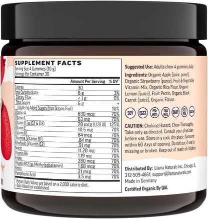 Llama Naturals Real Fruit Multivitamin Gummies | Kids & Women's Whole Food-Based Vitamins | No Added Cane Sugar | Llama NaturalsBuy Supplements Australia