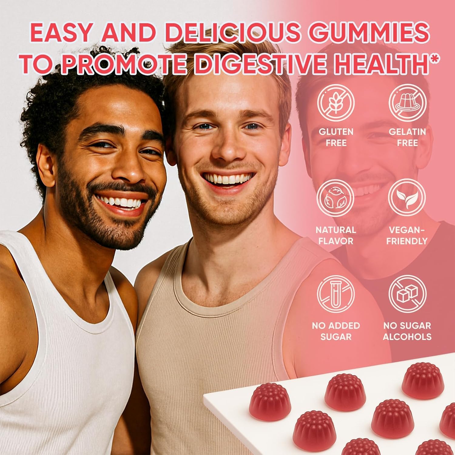 6525080 Clean Prebiotic Fiber Gummy, Clean Fiber Gummies for Men, Men Prebiotic Supplement for Digestive Gut Health, Non-GMO, 60 Gummies - Maple Wellness Supplements